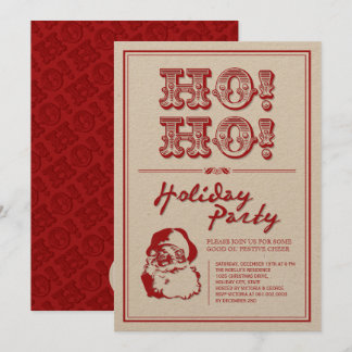 Classic Vintage Santa HO HO Holiday Party Invite