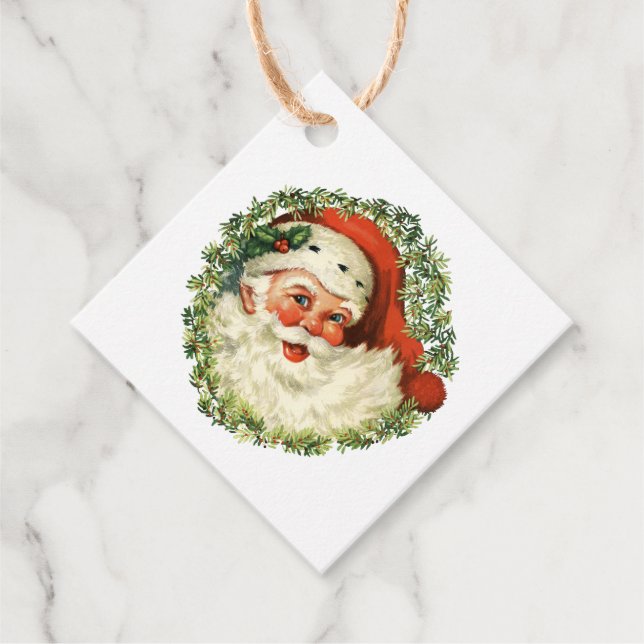 Classic Vintage Santa Retro Favor Tags (Front)