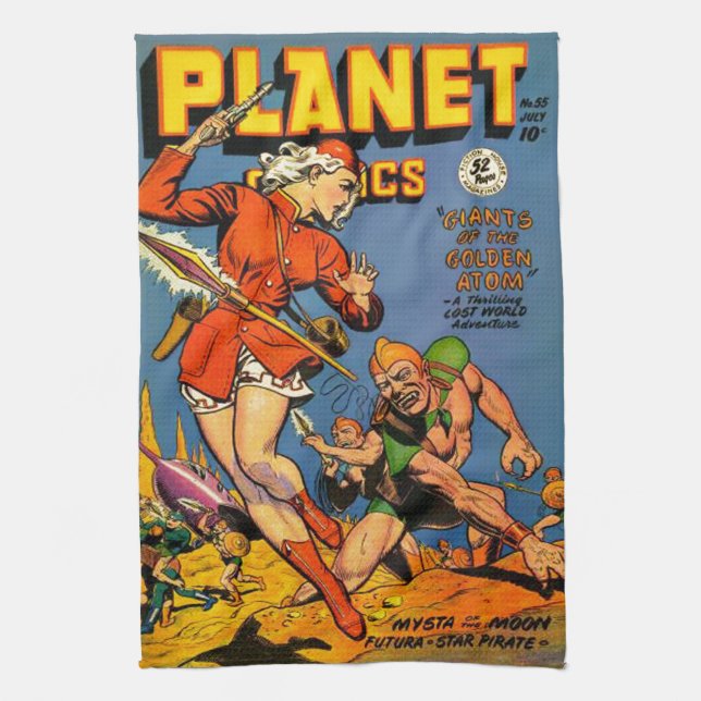 CLASSIC VINTAGE SCI FI COMICS ILLUSTRATION TOWEL (Vertical)