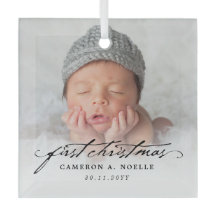 Classic Vintage Script Baby 1st Christmas Photo
