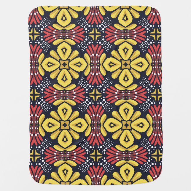 Classic Vintage: Seamless Flower Pattern Baby Blanket (Front)