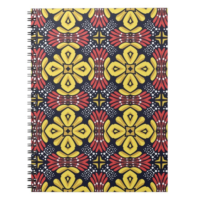Classic Vintage: Seamless Flower Pattern Notebook (Front)