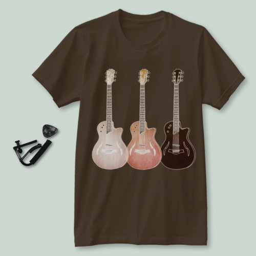 Classic Vintage Semi acoustic Guitars Rustic Music T_Shirt