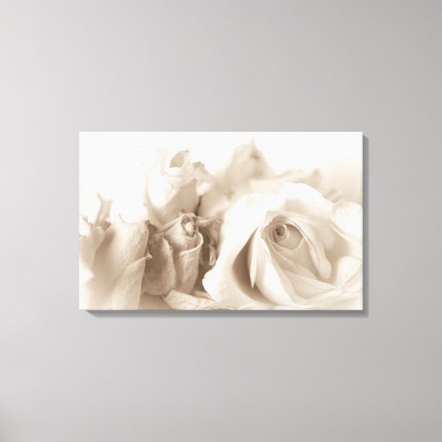 Classic Vintage Shabby Chic White Roses Canvas Print (Front)