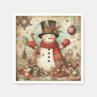 Classic Vintage Snowman Christmas Holiday Party Napkins