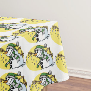 Classic Vintage Snowman Christmas Tablecloth 