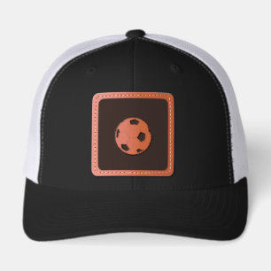 Classic Vintage Soccer Ball Distressed Sports Illu Leather Patch Hat