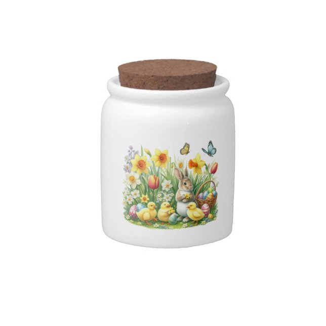 Classic/Vintage spring rabbit/chicken Candy Jar (Front)