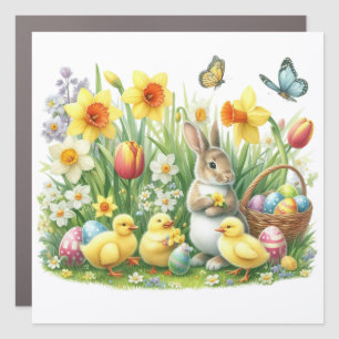 Classic/Vintage spring rabbit/chicken Car Magnet