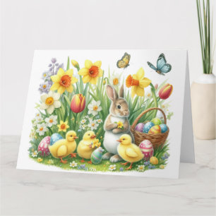 Classic/Vintage spring rabbit/chicken Card