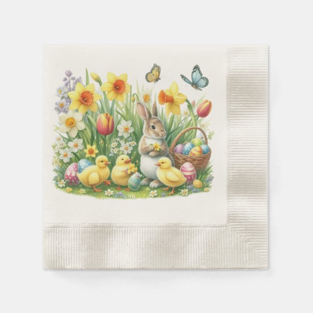 Classic/Vintage spring rabbit/chicken Napkins (Front)