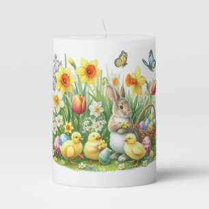 Classic/Vintage spring rabbit/chicken Pillar Candle