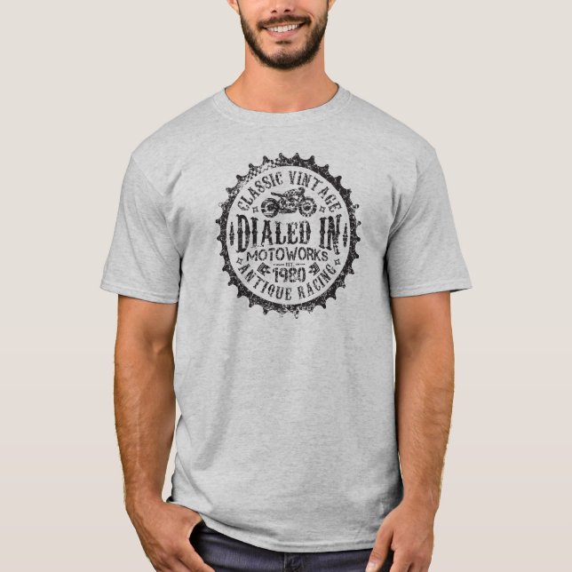 Classic Vintage Sprocket Logo Motorcycle Shirt (Front)