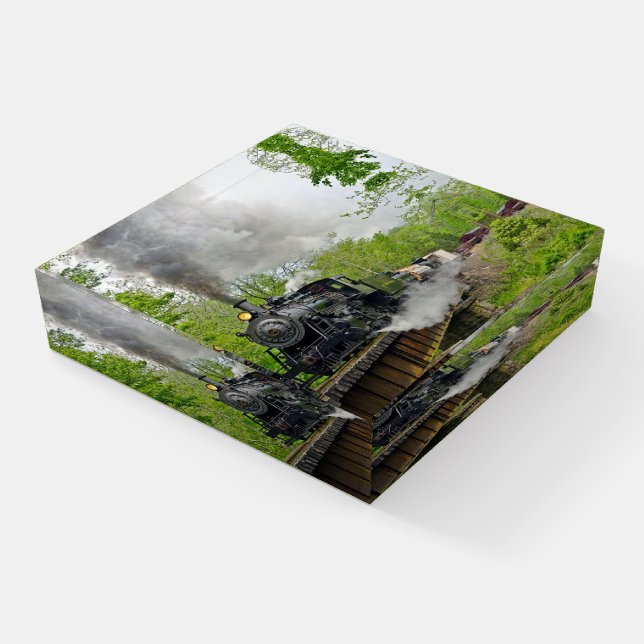 Classic Vintage Steam Engine Train Paperweight (Angled)