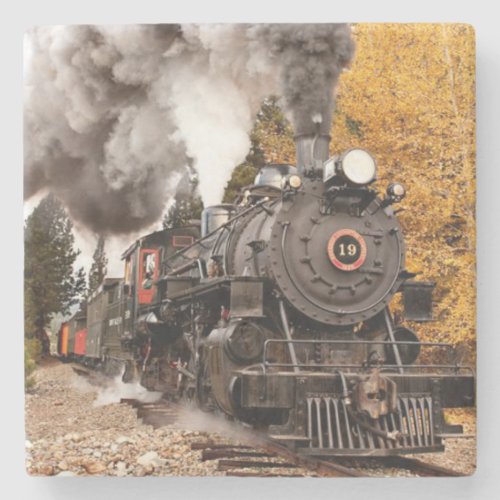 Classic Vintage Steam Engine Train Stone Coaster