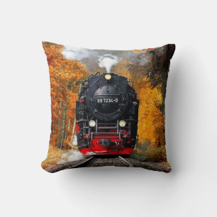 Classic Vintage Steam Train Engine Throw Pillow