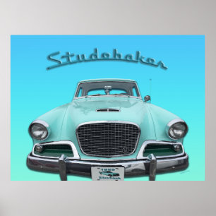 Classic Vintage Studebaker Silver Hawk 1959 Car Poster