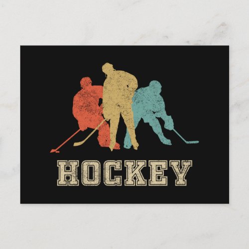 Classic Vintage Style Ice Hockey Invitation Postcard