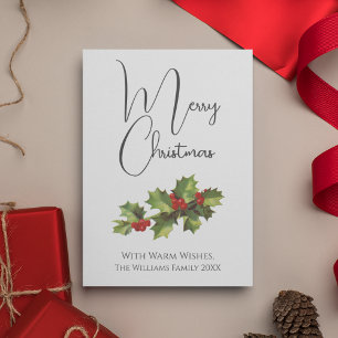 Classic Vintage Style Mistletoe Merry Christmas Holiday Card