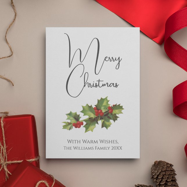 Classic Vintage Style Mistletoe Merry Christmas Holiday Card (Vintage Style Mistletoe Minimal Merry Christmas Holiday Card
)