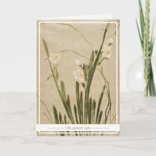 Classic vintage sumi-e japanese flowers art ink card