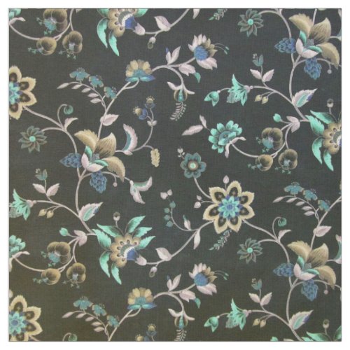 Classic vintage teal pink green bohemian floral fabric