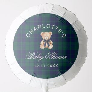 Classic Vintage Teddy bear Plaid Baby Shower Balloon