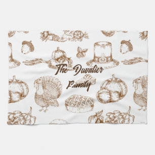 Classic Vintage Thanksgiving Minimalist Rustic Kitchen Towel