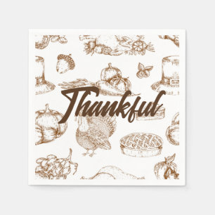 Classic Vintage Thanksgiving Minimalist Rustic Napkins