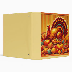 classic/vintage Thanksgiving Turkey 3 Ring Binder