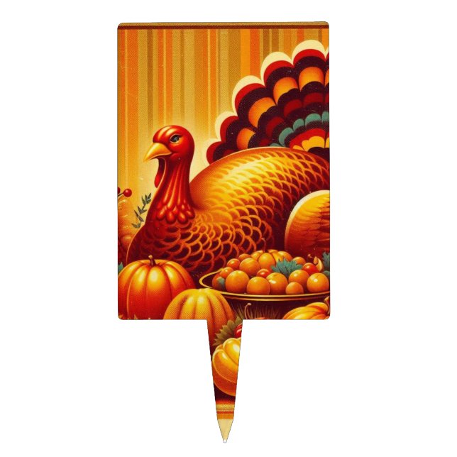 classic/vintage Thanksgiving Turkey Cake Topper (Front)