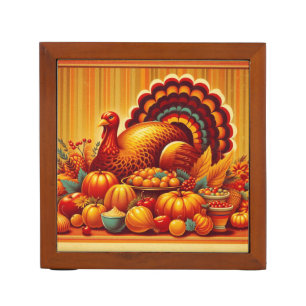 classic/vintage Thanksgiving Turkey Desk Organizer