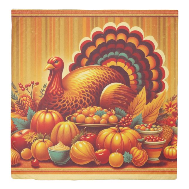 classic/vintage Thanksgiving Turkey Duvet Cover (Front)