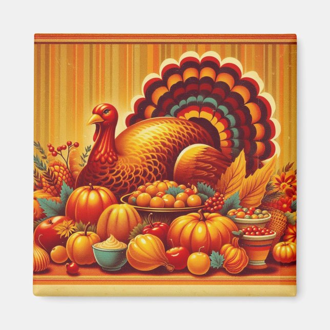 classic/vintage Thanksgiving Turkey Magnet (Front)
