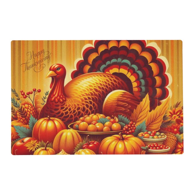 classic/vintage Thanksgiving Turkey Placemat (Front)