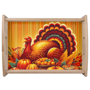 classic/vintage Thanksgiving Turkey Serving Tray