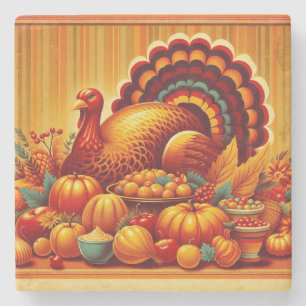 classic/vintage Thanksgiving Turkey Stone Coaster