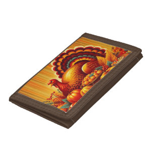 classic/vintage Thanksgiving Turkey Tri-fold Wallet