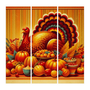 classic/vintage Thanksgiving Turkey Triptych
