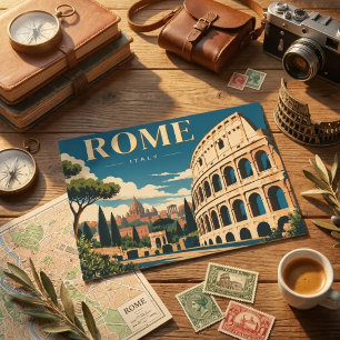 Classic Vintage travel italy colosseum Holiday Postcard
