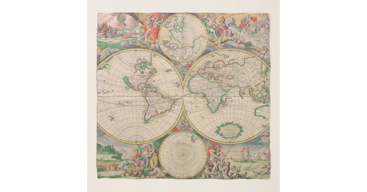 Classic Vintage Travel World Map Scarf
