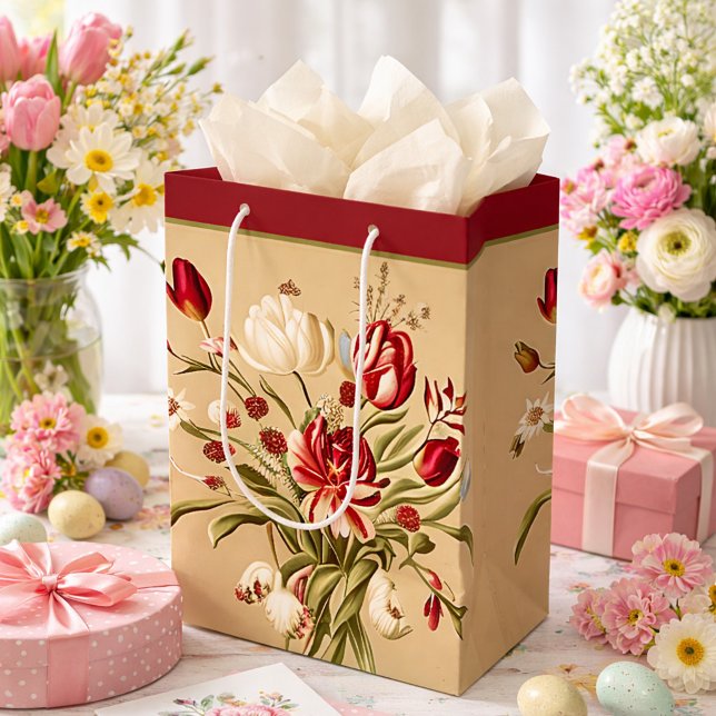 Classic vintage tulips medium gift bag (Creator Uploaded)