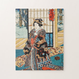 Classic vintage ukiyo-e japanese geisha Utagawa Jigsaw Puzzle