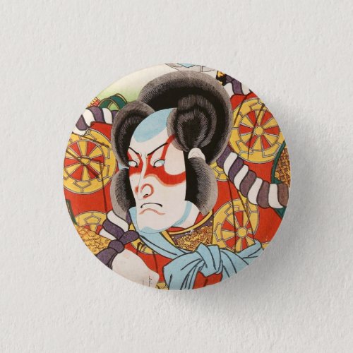 Classic vintage ukiyo_e kabuki samurai Utagawa art Pinback Button