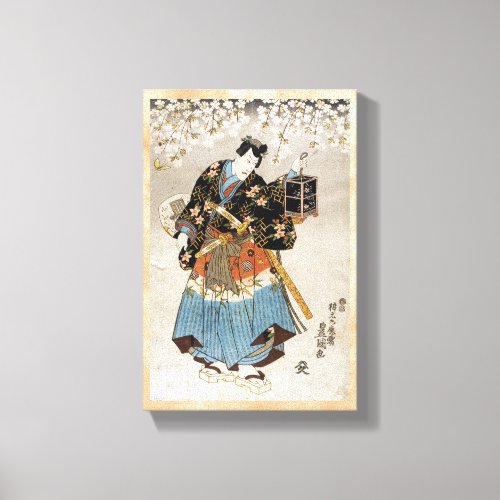 Classic vintage ukiyo_e samurai old scroll paint canvas print
