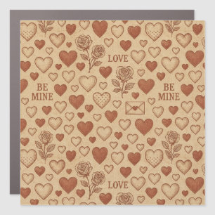 Classic, vintage Valentine's Day patterned Car Magnet