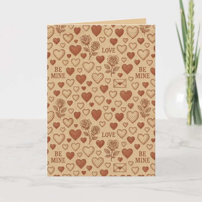 Classic, vintage Valentine's Day patterned Card (Front)