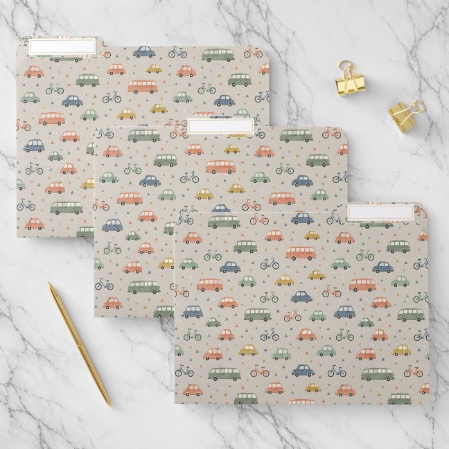 Classic Vintage Vehicles File Folder