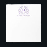 Classic Vintage Violet Floral Crest Monogram Notepad<br><div class="desc">Classic Vintage Violet Floral Crest Monogram Notepad</div>