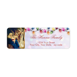 Classic Vintage Virgin Mary & Angels Holiday Label